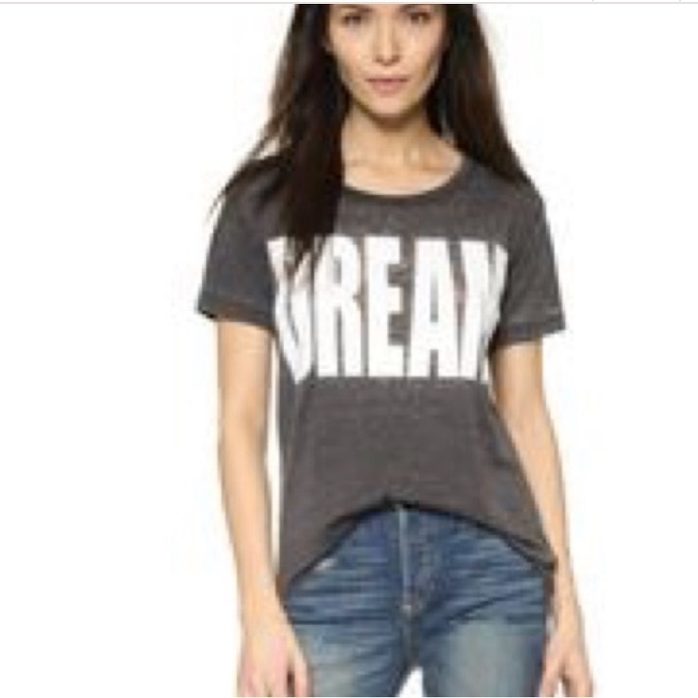 Chaser Semi Sheer Burnout DREAM Graphic Short Sleeve T Shirt SZ M Grey White